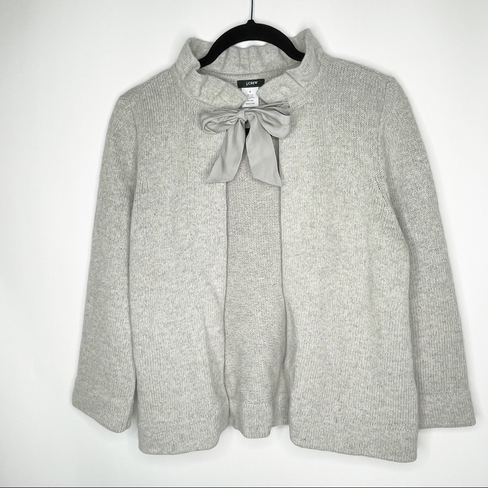 J. Crew Wool Cashmere Blend  Bow Tie Top Cardigan Sweater sz Medium #RR